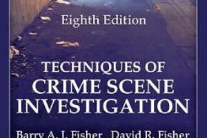 A book cover with the title of techniques of crime scene investigation.